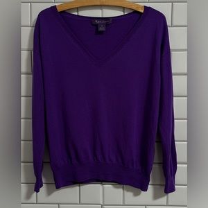 Ralph Lauren Purple Label 100% Merino Wool V-Neck Sweater SMALL